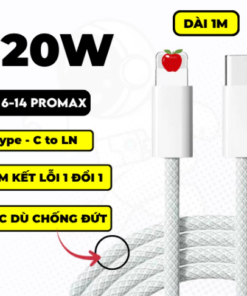 Dây Cáp sạc nhanh bọc dù PD 20w, C to LN cho ip 16 15 14 13 12 11 Pro Max X XS XR 8 7 6, Phụ kiện cáp sạc